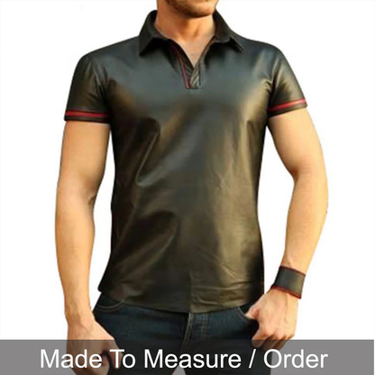 Men’s Real Lambskin Polo – Short-Sleeve Leather Shirt in 3 Color Options