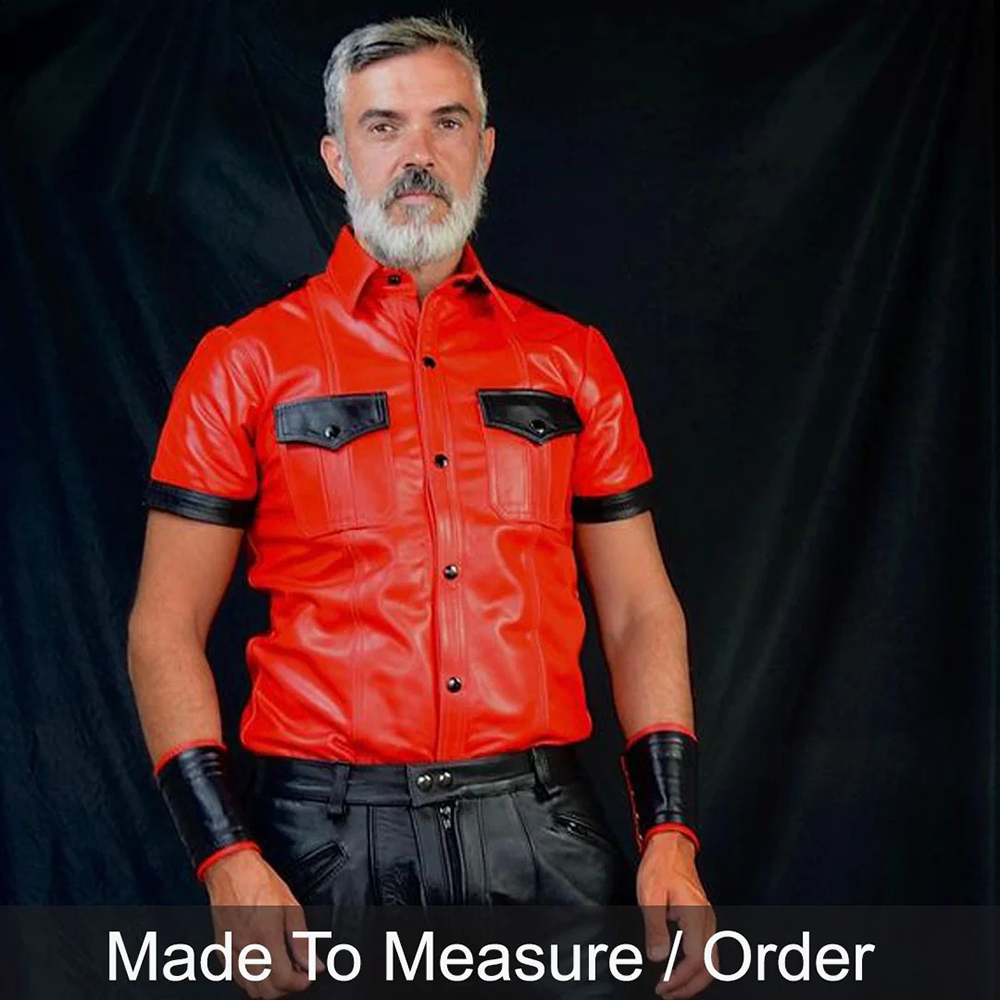 Men’s Real Leather Shirt - Shorts Set & Wristbands