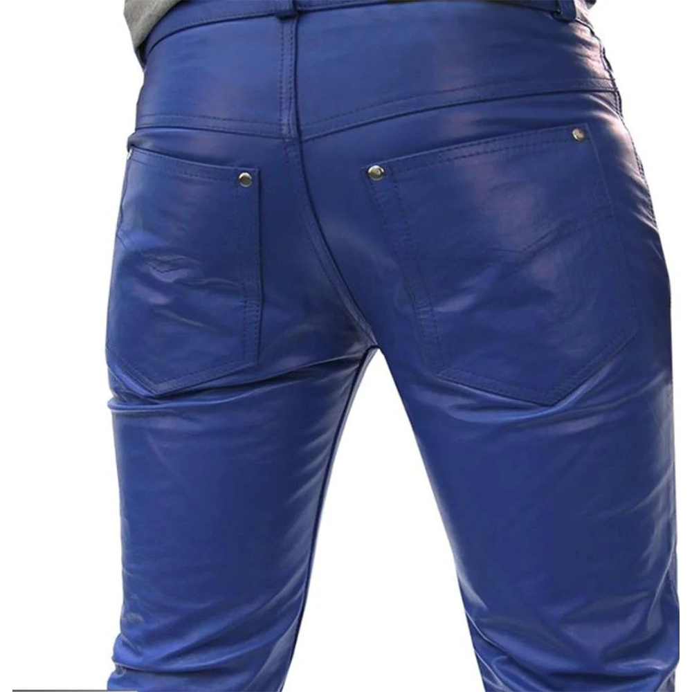 Men’s Slim Fit Leather Pants – 501 Style Cowhide Biker & Casual Trousers