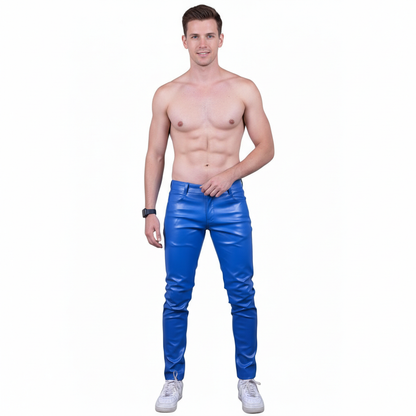 Men’s Slim Fit Leather Pants – 501 Style Cowhide Biker & Casual Trousers