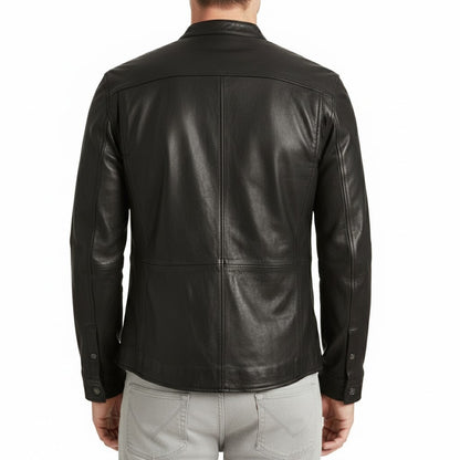 Men’s Genuine Lambskin Leather Shirt – Soft Sheep Leather Full Sleeve Design