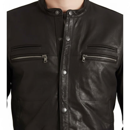 Men’s Genuine Lambskin Leather Shirt – Soft Sheep Leather Full Sleeve Design