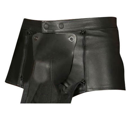Men’s Leather Chastity Shorts with Lock System – Free Padlocks
