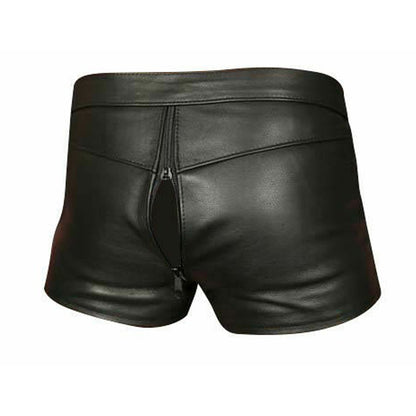 Real Cowhide Leather Locking Shorts | Chrome Hardware | Lockable Rear Zip | Structured Front Pouch | Fetish Clubwear | Free Padlocks
