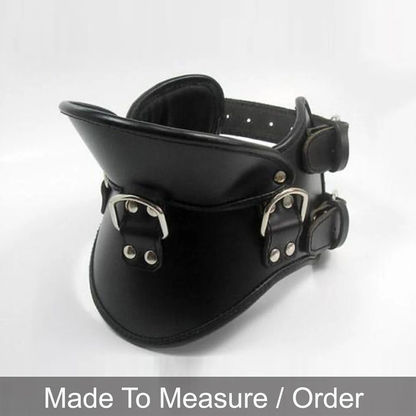 Premium Genuine Leather Padded Posture Collar with Triple D-Rings