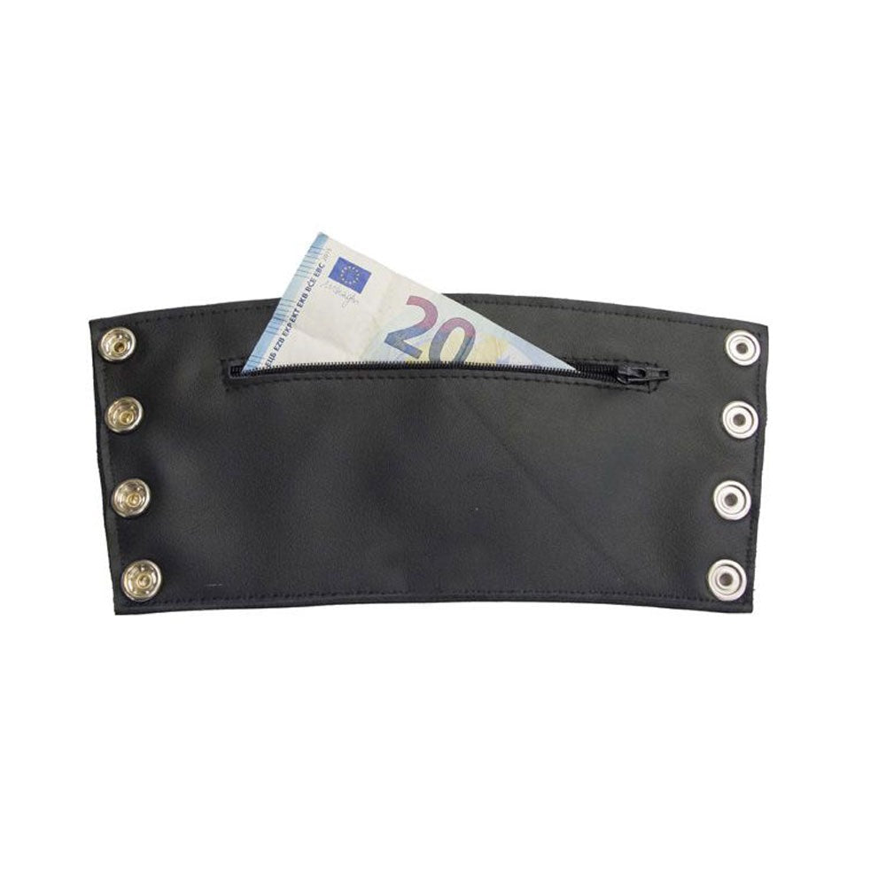 BDSM Leather Wrist Cuffs with Hidden Inner Zip Pocket – Master & Slave Restraints