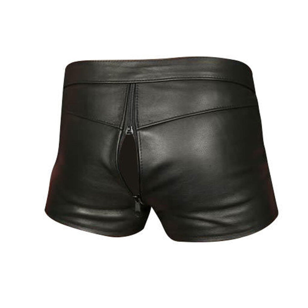 Men’s Leather Chastity Shorts with Lock System – Free Padlocks