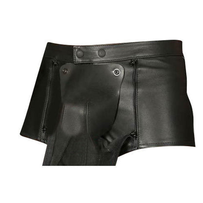 Men’s Leather Chastity Shorts with Lock System – Free Padlocks