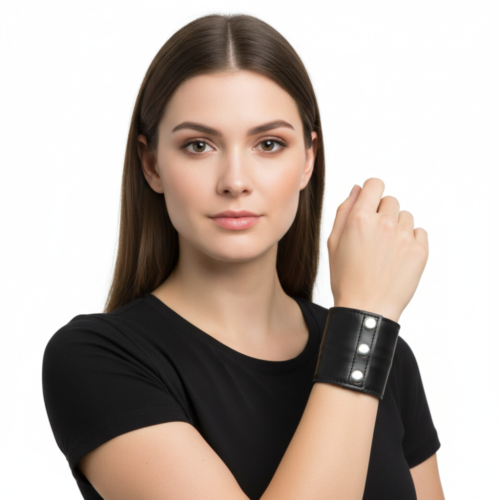 BDSM Leather Handcuffs – Colorful Master-Slave Bondage Cuffs with 3-Button Closure