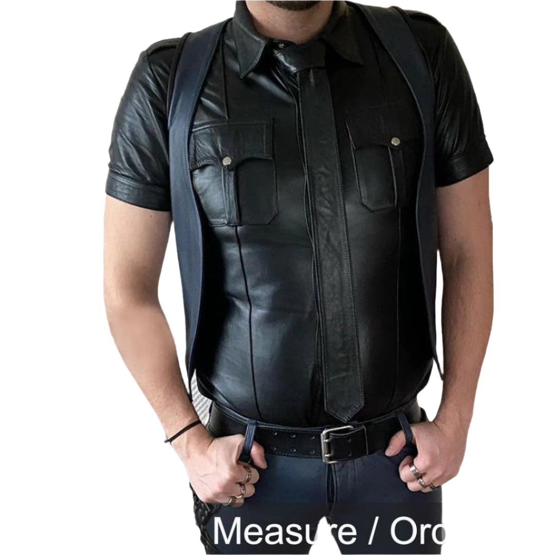 Men's Slim Fit Leather Bartender Vest – Quilted Back Cowhide Vest
