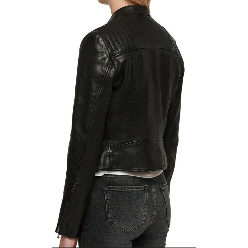 Women’s Quilted Lamb Leather Biker Jacket – Real Leather with YKK Zippers
