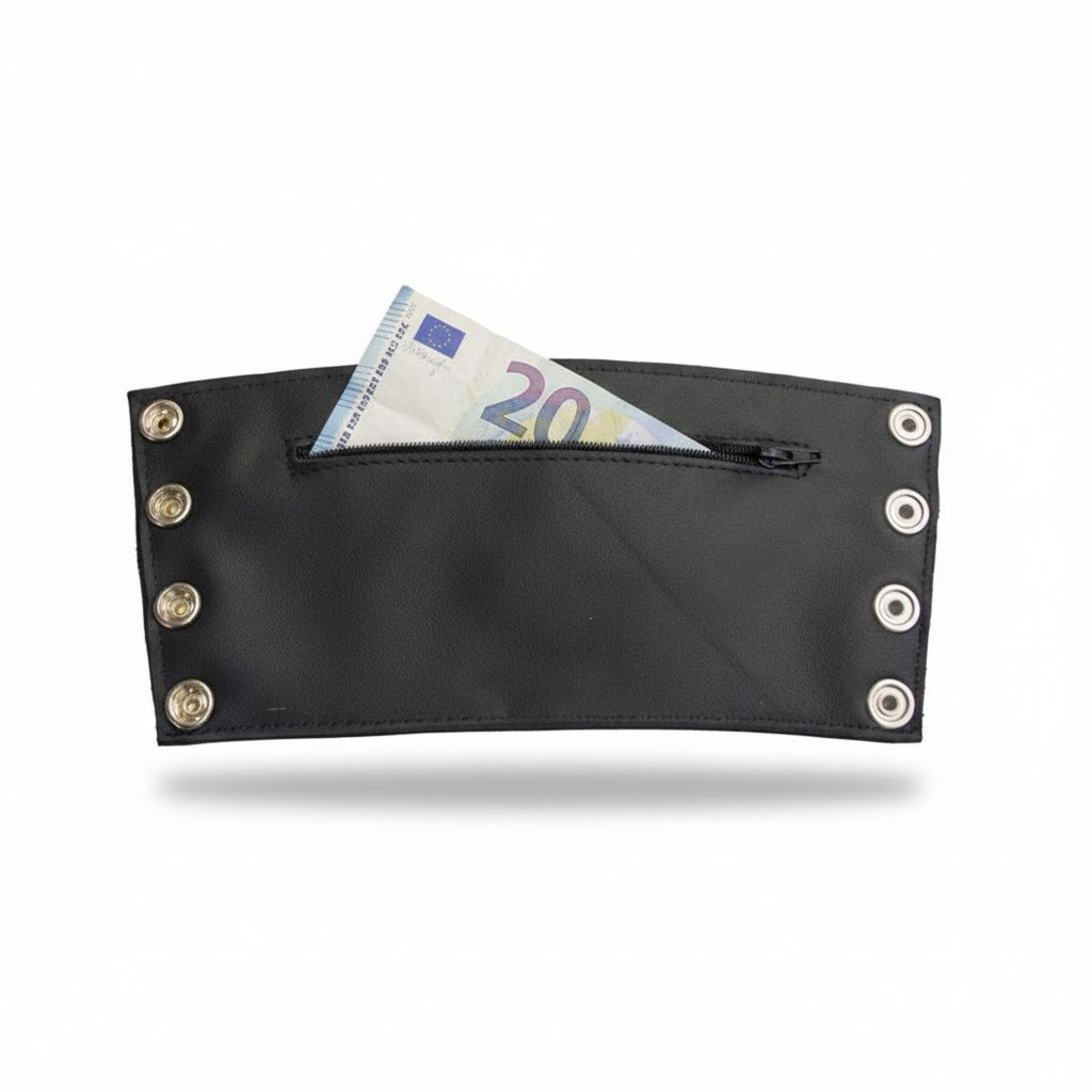 BDSM Leather Wrist Cuffs with Hidden Inner Zip Pocket – Master & Slave Restraints