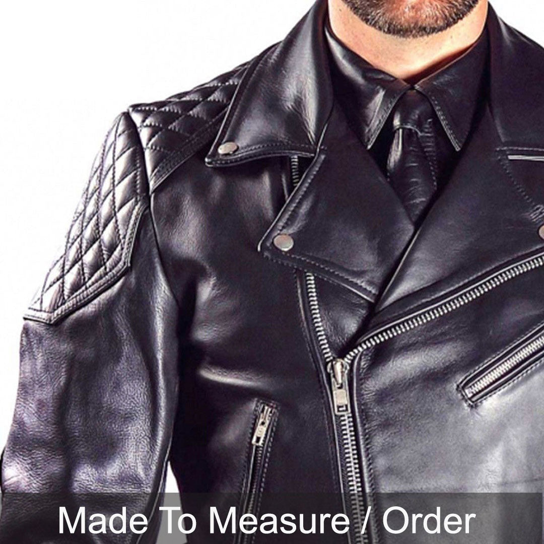 Men’s Cowhide Natural Grain Leather Biker Jacket – Quilted Brando Motorcycle Jacket