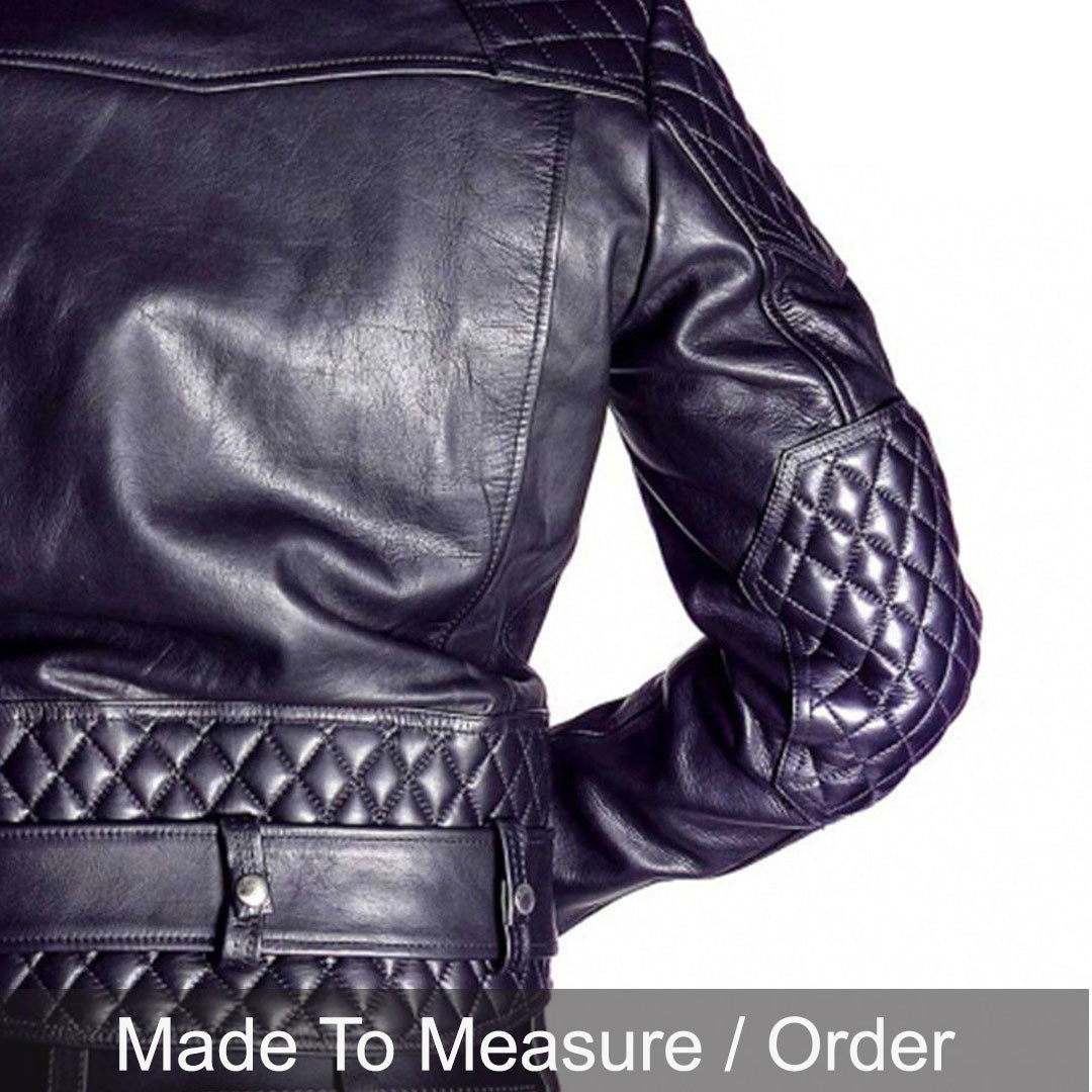 Men’s Cowhide Natural Grain Leather Biker Jacket – Quilted Brando Motorcycle Jacket