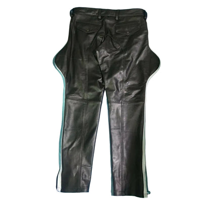 Men's Black Leather Breeches – White Stripe Jodhpurs for Boots