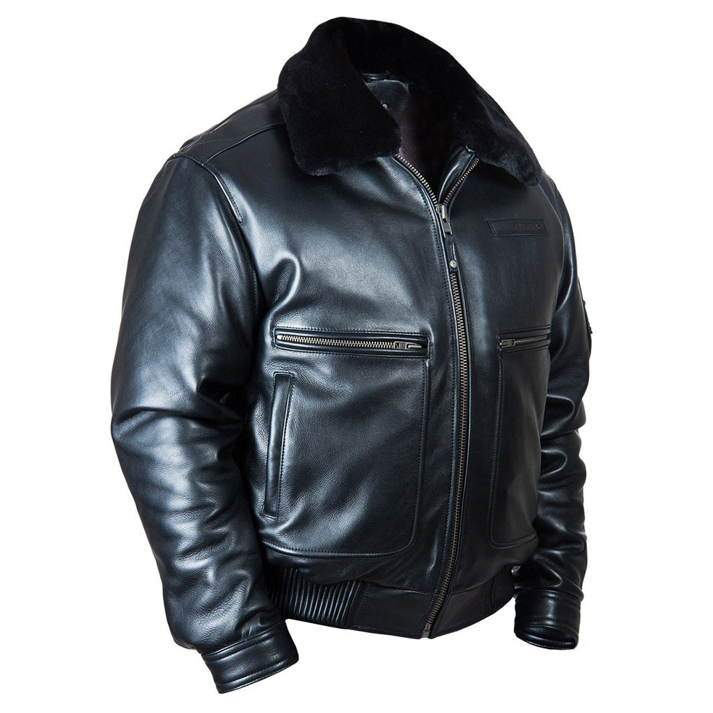 Men's Real Leather Flying Jacket Pilot / Aviator / Bomber + Detachable Fur Collar