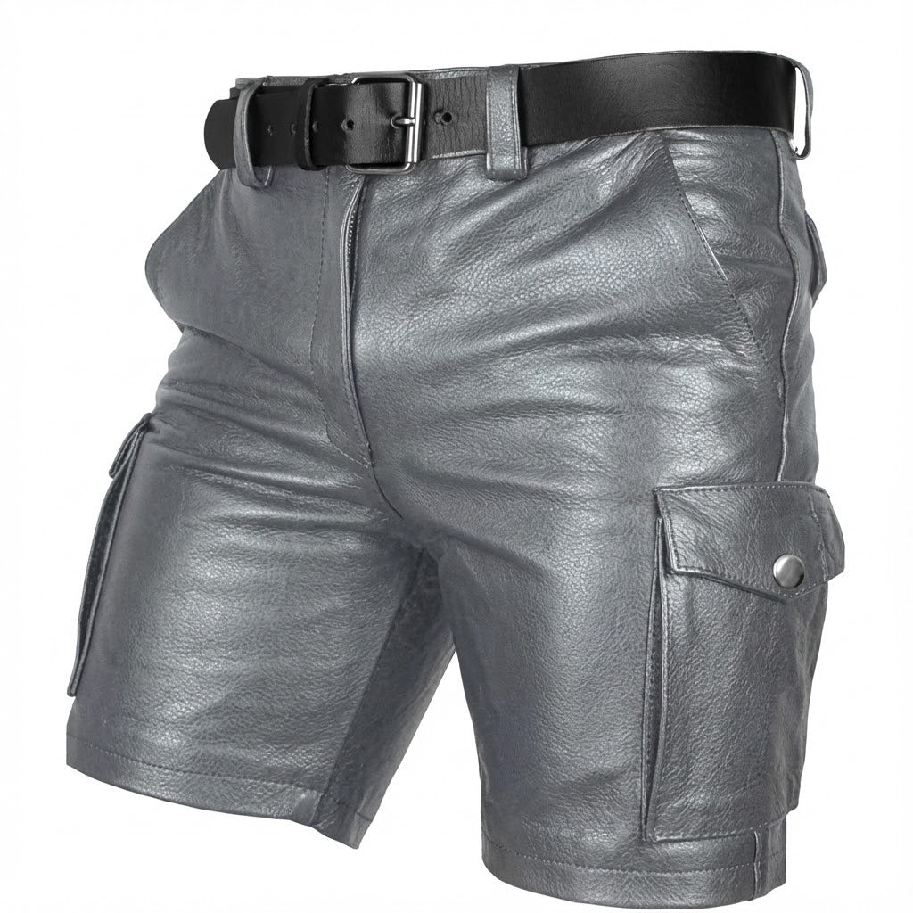 Men’s Cowhide Leather Cargo Shorts – Full Grain Leather