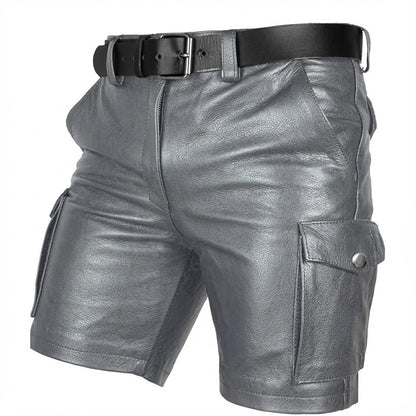 Men’s Cowhide Leather Cargo Shorts – Full Grain Leather