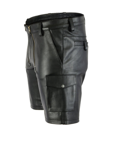 Men’s Leather Carpenter Cargo Shorts – Chastity Style