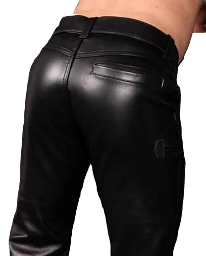 Men’s Real Cowhide Leather Carpenter Pants – Durable Full-Grain Workwear