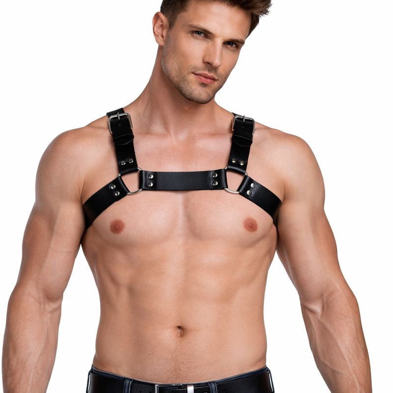 Men’s Sheep Leather BDSM Chest Harness – Adjustable with D-Rings