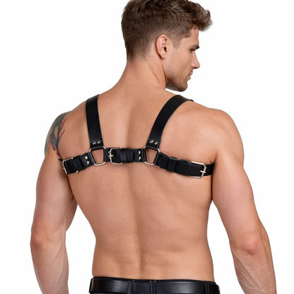 Men’s Sheep Leather BDSM Chest Harness – Adjustable with D-Rings