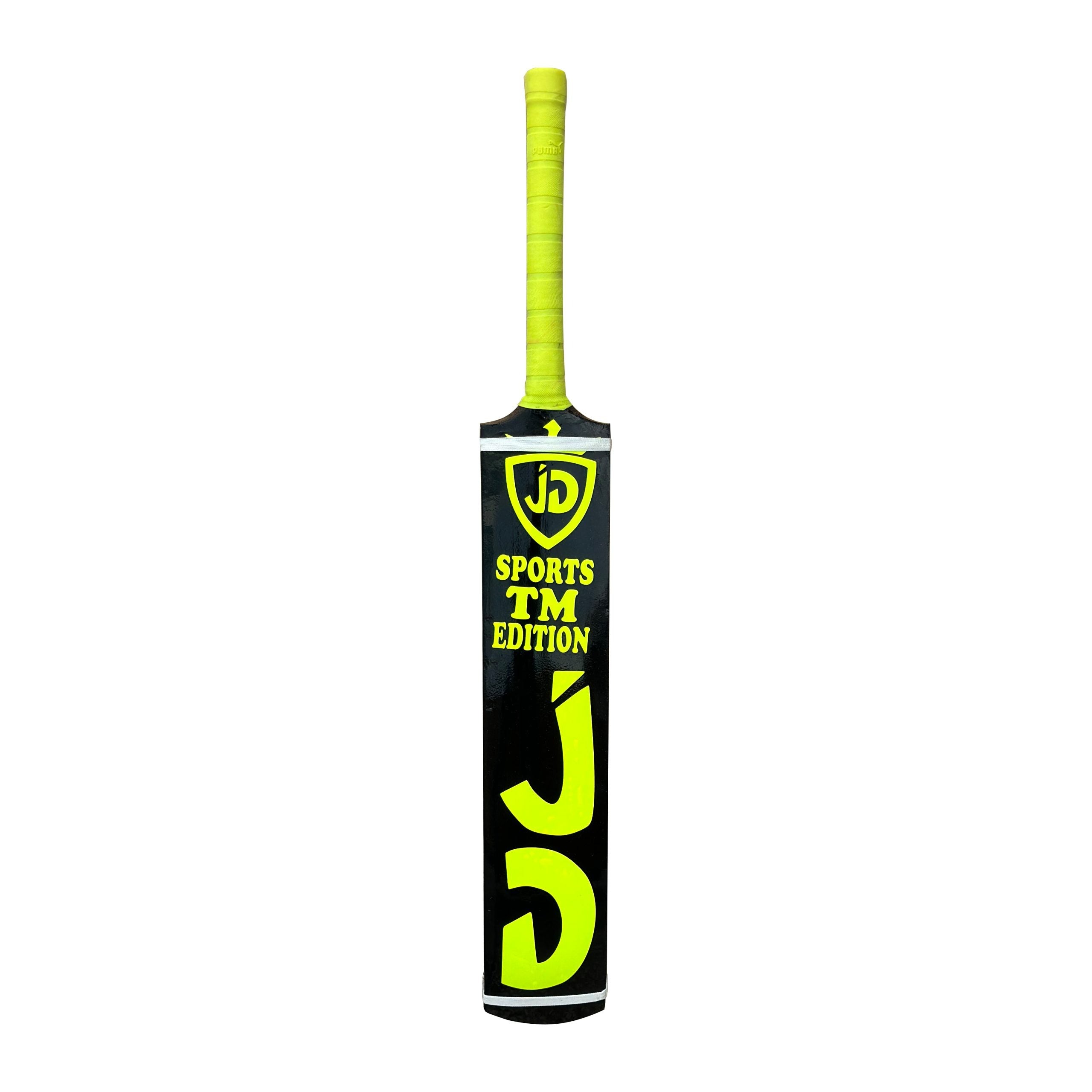 JD Original Coconut Wood Tape Ball Cricket Bat – Black Finish
