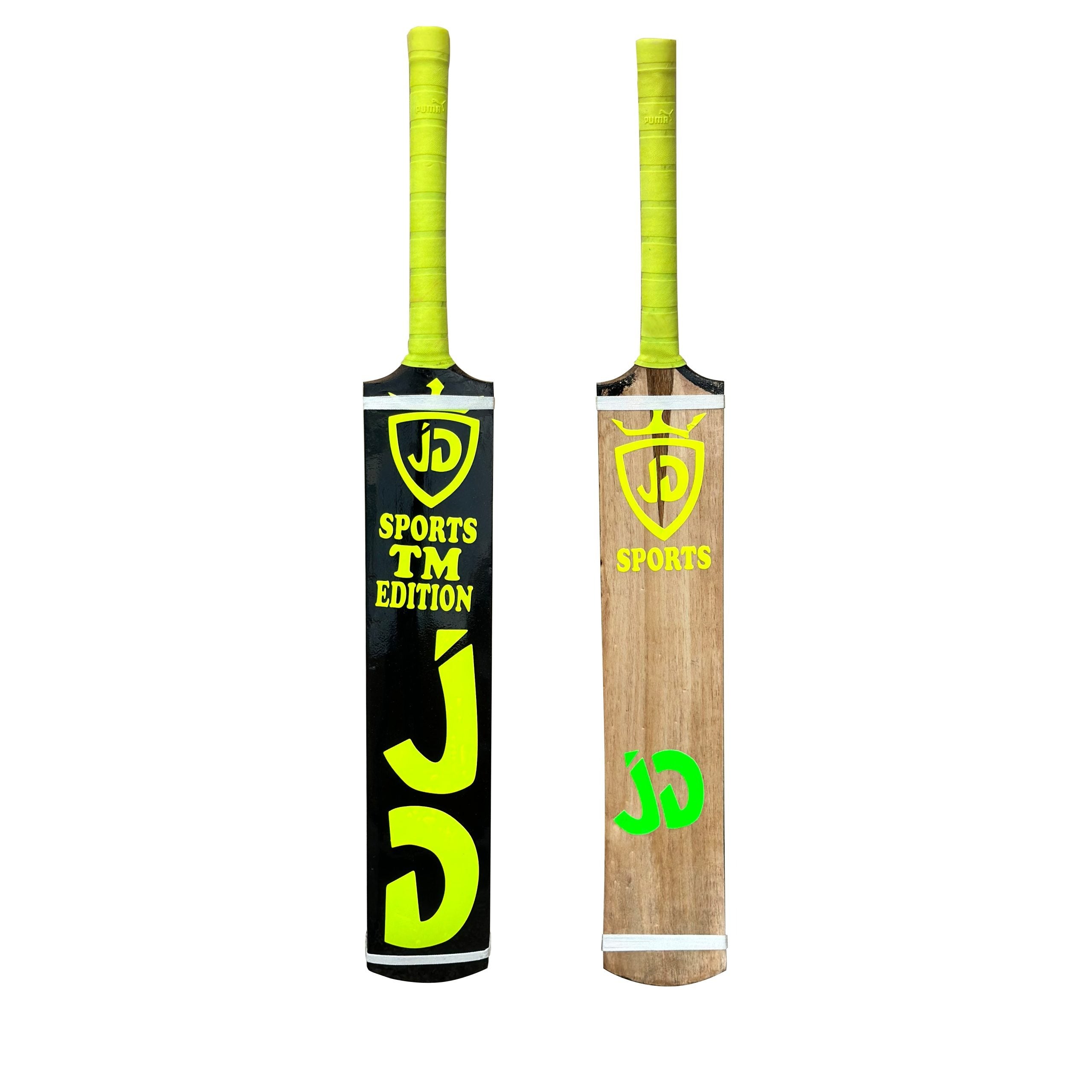 JD Original Coconut Wood Tape Ball Cricket Bat – Black Finish