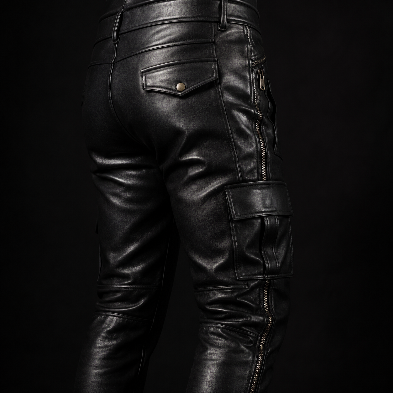 Men’s Real Cowhide Leather Carpenter Pants – Durable Full-Grain Workwear