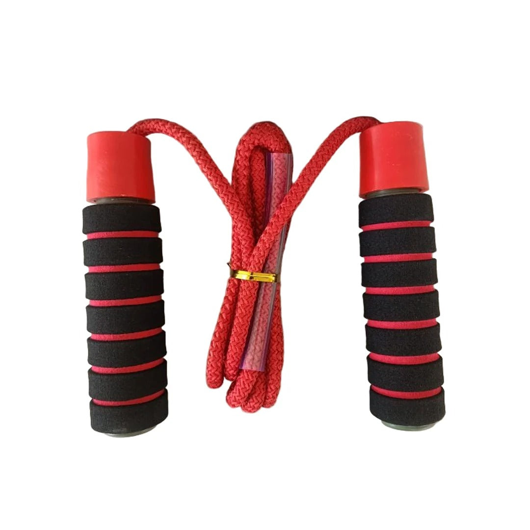 Shop Basix Strength Training Equipment red braided jump rope with black foam handles and red accents