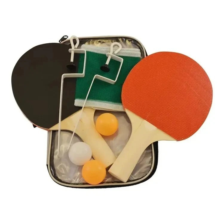 Shop Basix Table Tennis complete kit with red and black paddles, balls, net, and carrying case