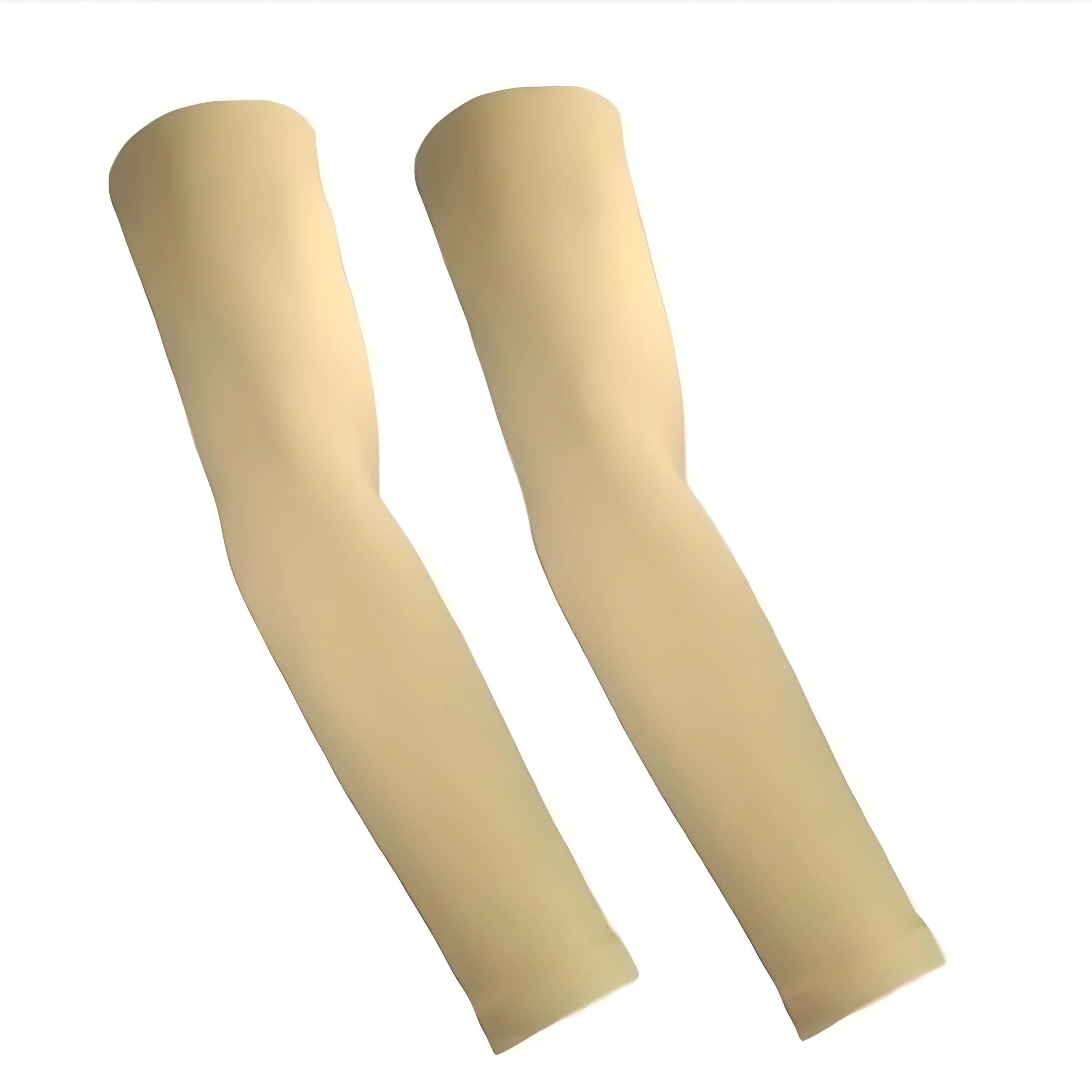 Shop Basix Men's Apparels beige elastic arm sleeves laid side by side on plain background