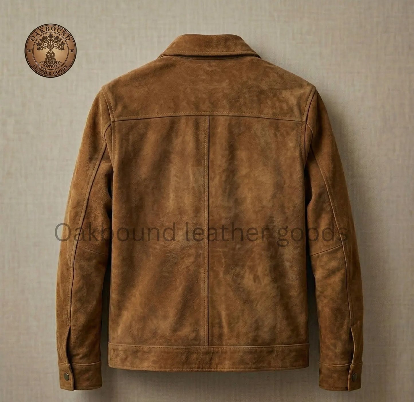 Mens Leather Jacket Vintage Suede Trucker Jacket Brown 4 Pocket Coat Genuine Leather Jacket Retro Western Style Gift for Him
