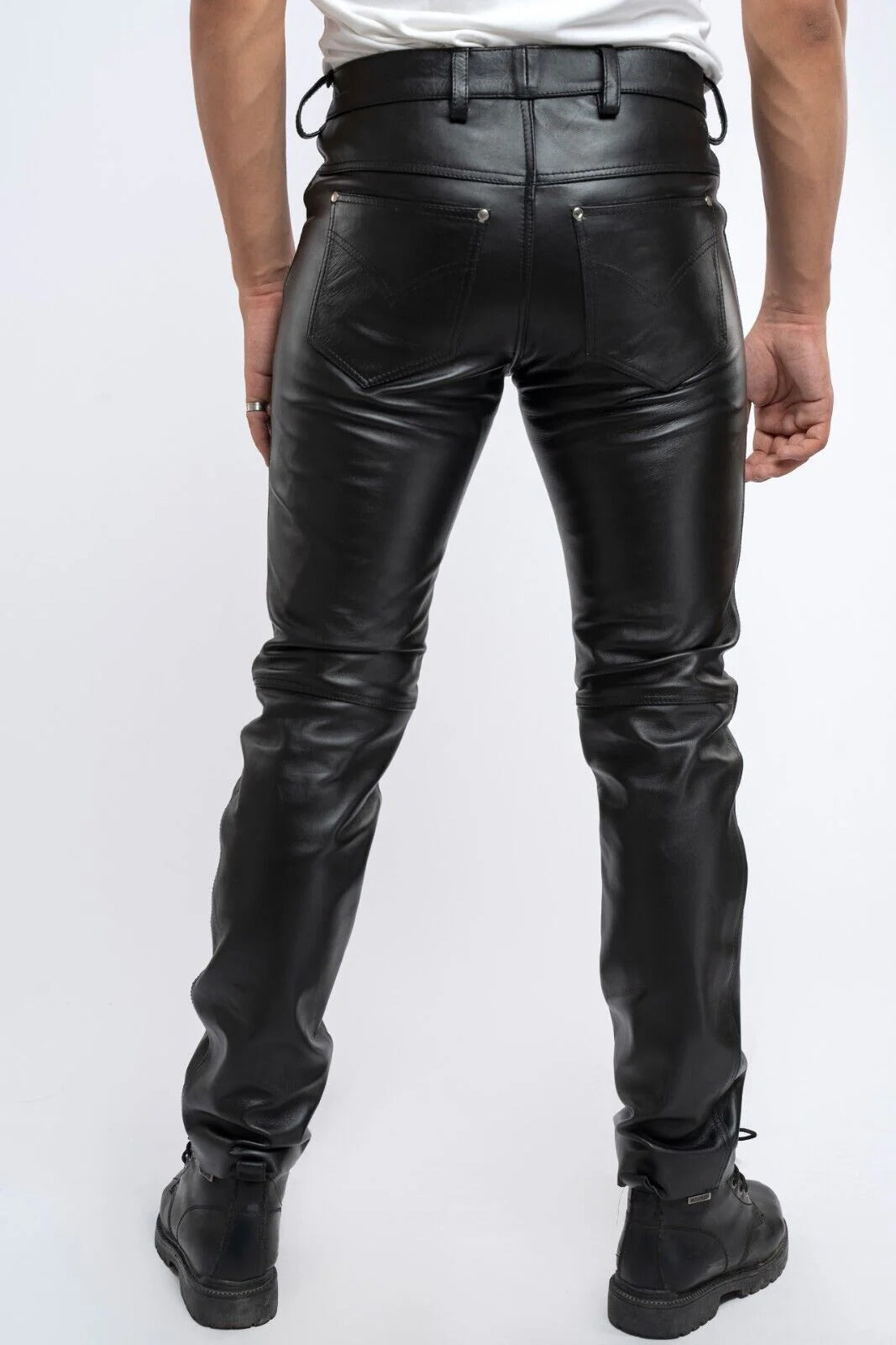 Men’s Cow Leather 501 Slim Fit Biker Pants – 5 Pocket Style