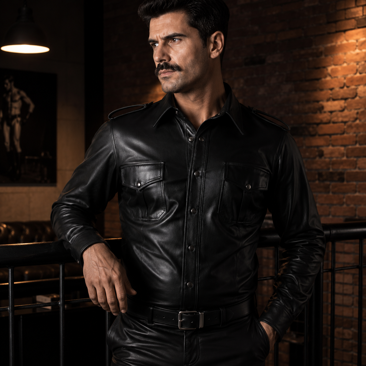 Men’s Lamb Leather BLUF Police Shirt – Long Sleeve