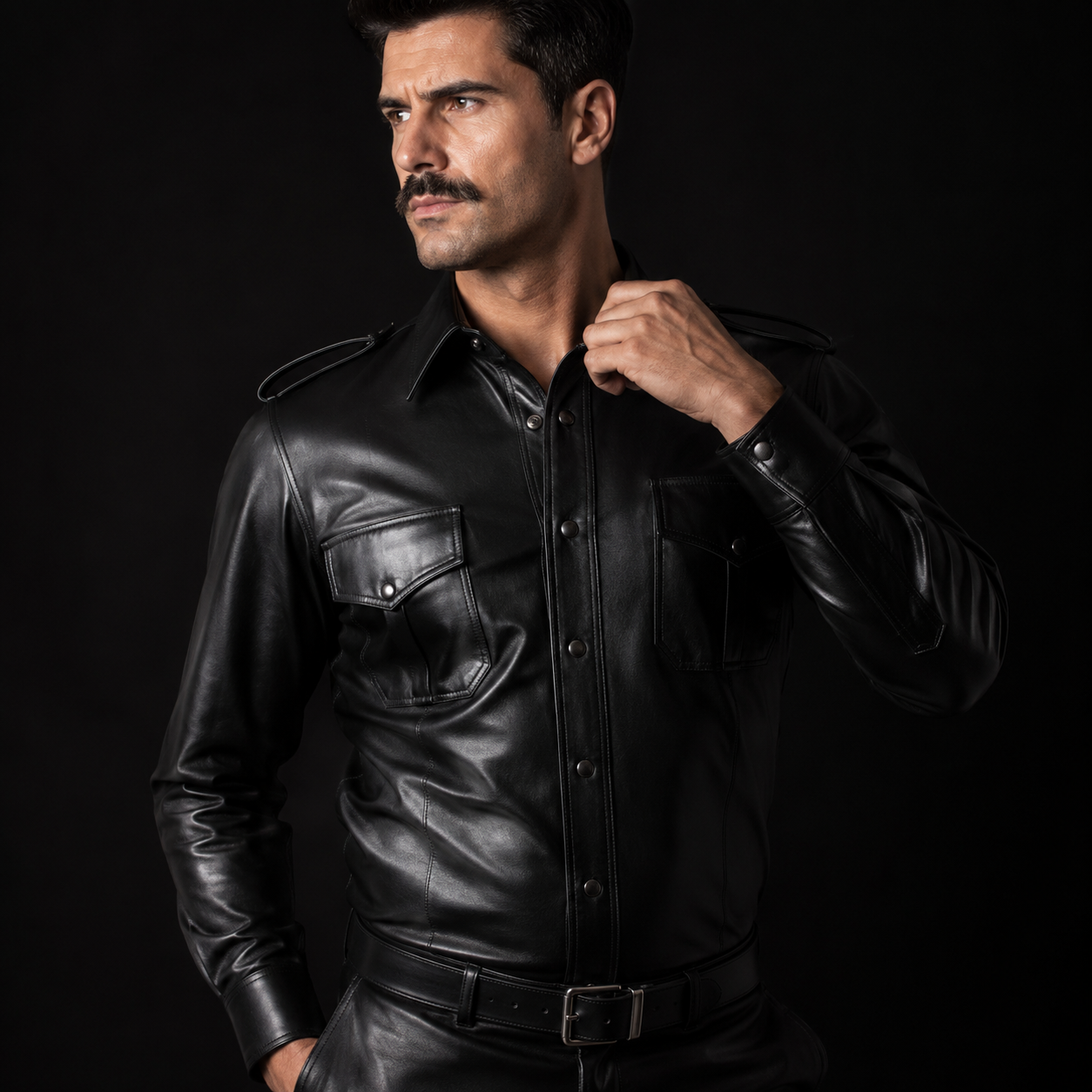 Men’s Lamb Leather BLUF Police Shirt – Long Sleeve