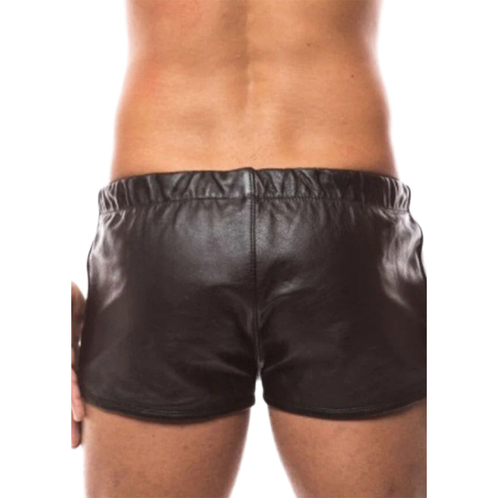 Men’s Lamb Leather Gym Shorts – Drawstring Sportswear