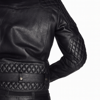 Men’s Cowhide Natural Grain Leather Biker Jacket – Quilted Brando Motorcycle Jacket
