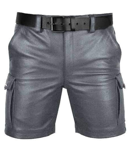 Men’s Cowhide Leather Cargo Shorts – Full Grain Leather