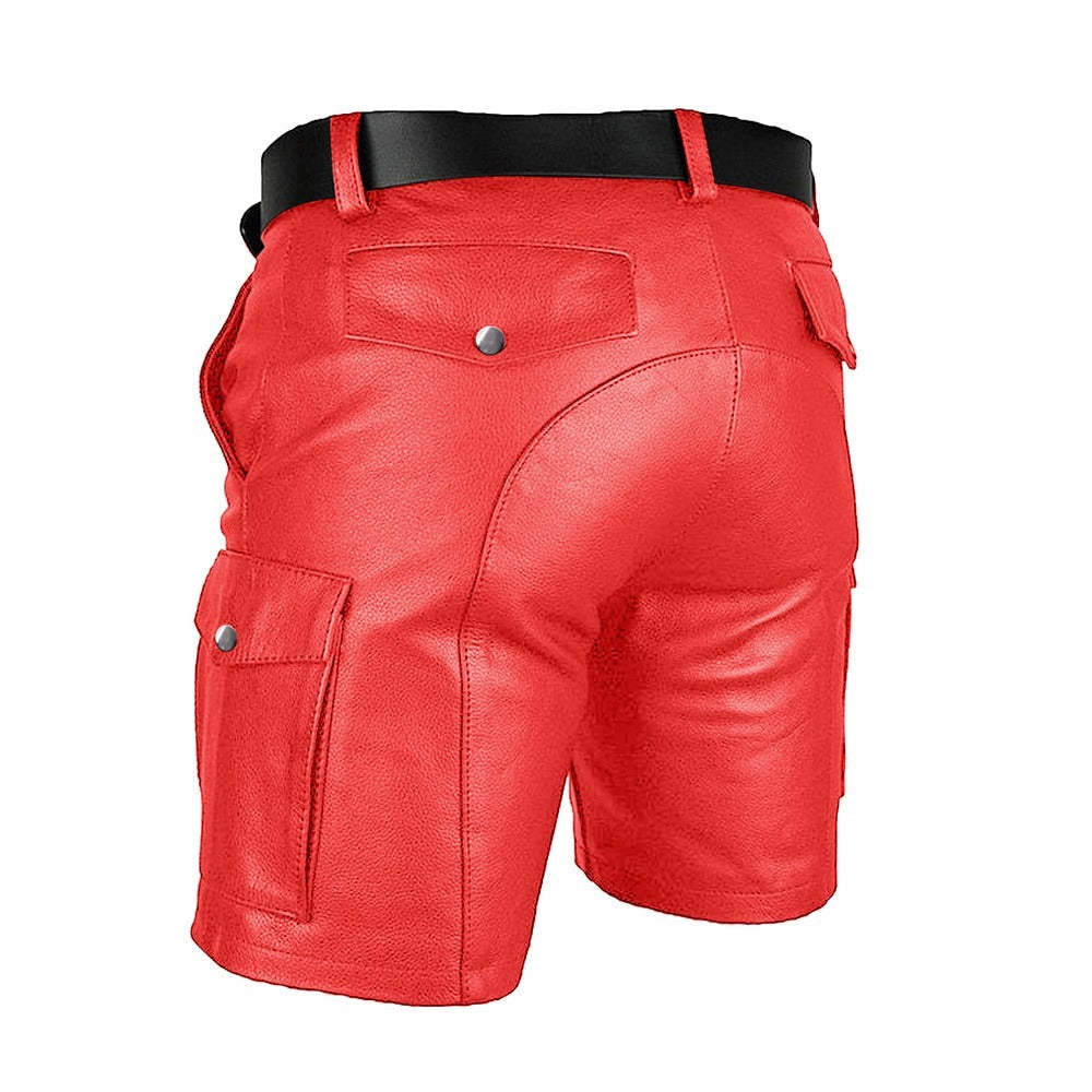 Men’s Cowhide Leather Cargo Shorts – Full Grain Leather