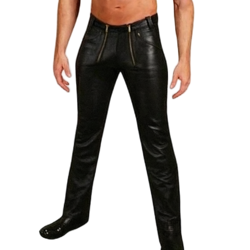 Men’s Real Cowhide Leather Carpenter Pants – Durable Full-Grain Workwear