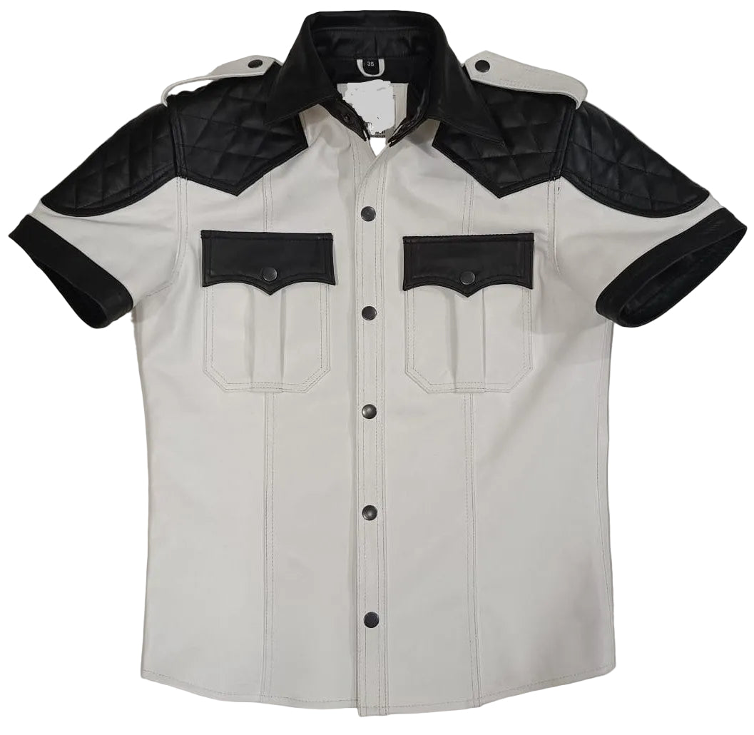 Men's Lamb Leather Police Shirt with Quilted Panels – Club & BLUF Style