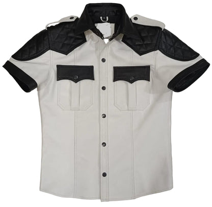 Men's Lamb Leather Police Shirt with Quilted Panels – Club & BLUF Style