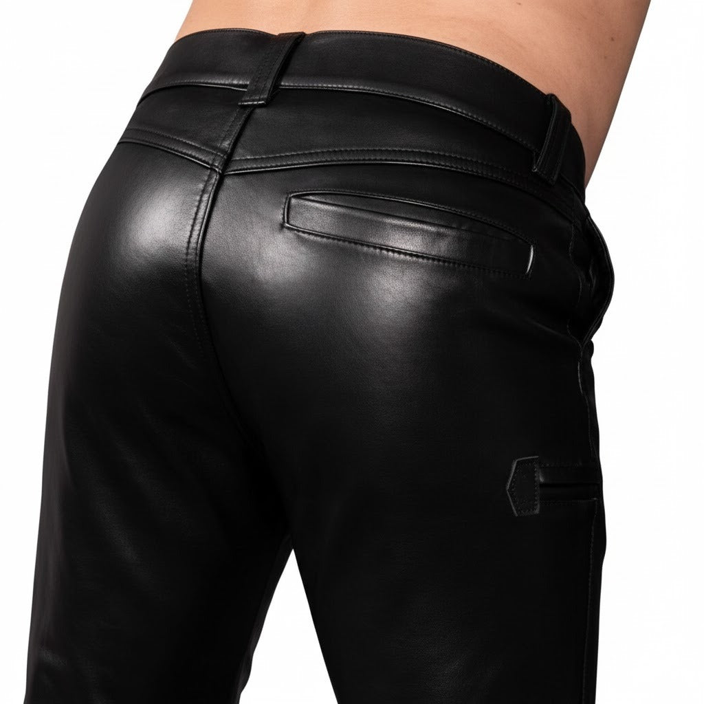 Men’s Real Cowhide Leather Carpenter Pants – Durable Full-Grain Workwear