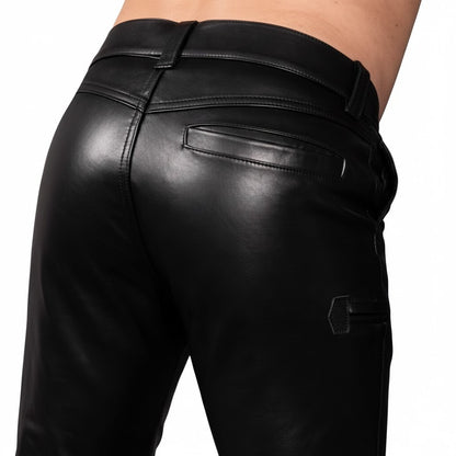 Men’s Real Cowhide Leather Carpenter Pants – Durable Full-Grain Workwear