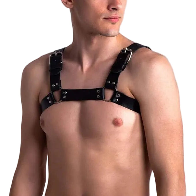 Men’s Sheep Leather BDSM Chest Harness – Adjustable with D-Rings