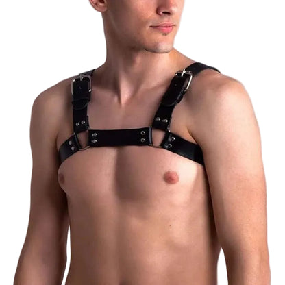 Men’s Sheep Leather BDSM Chest Harness – Adjustable with D-Rings