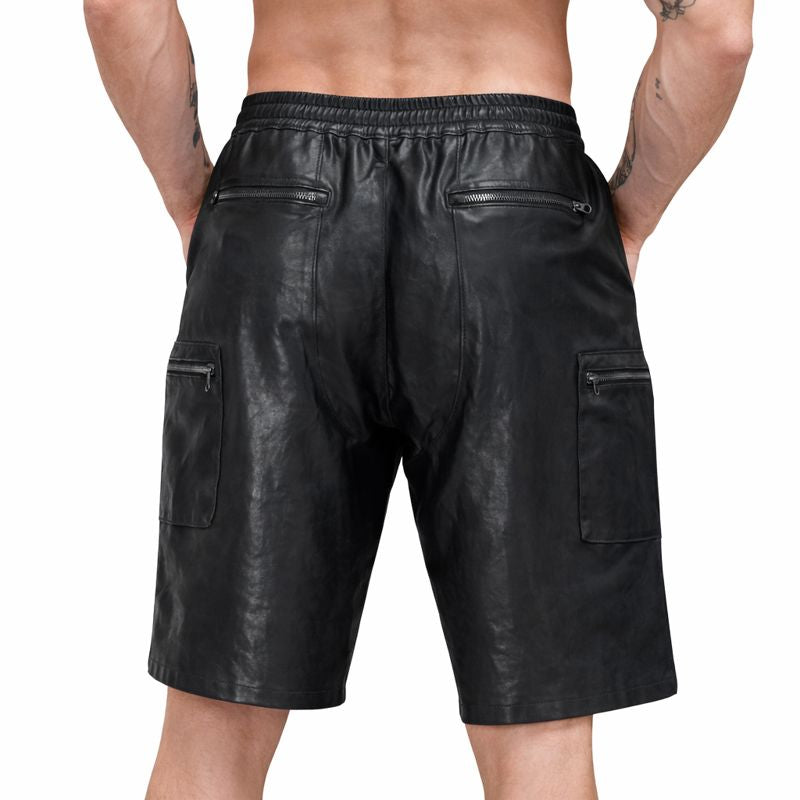 Men's Lamb Leather Shorts with Elastic Waist & Zipped Pockets – 5 Color Options