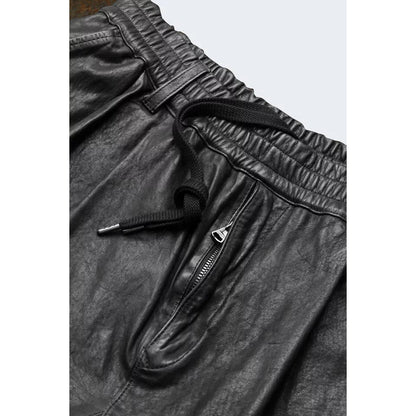 Men's Lamb Leather Shorts with Elastic Waist & Zipped Pockets – 5 Color Options