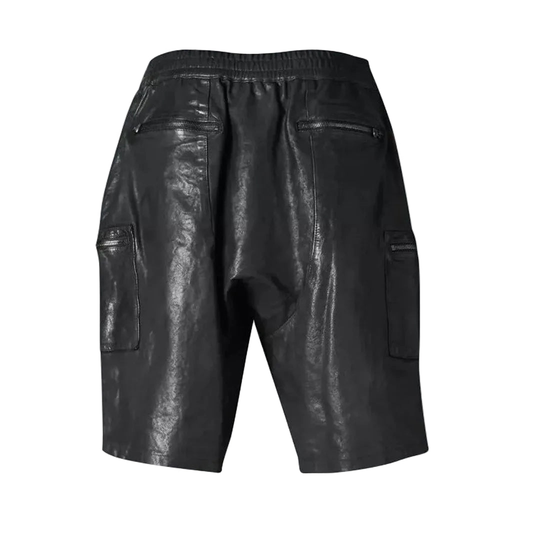 Men's Lamb Leather Shorts with Elastic Waist & Zipped Pockets – 5 Color Options